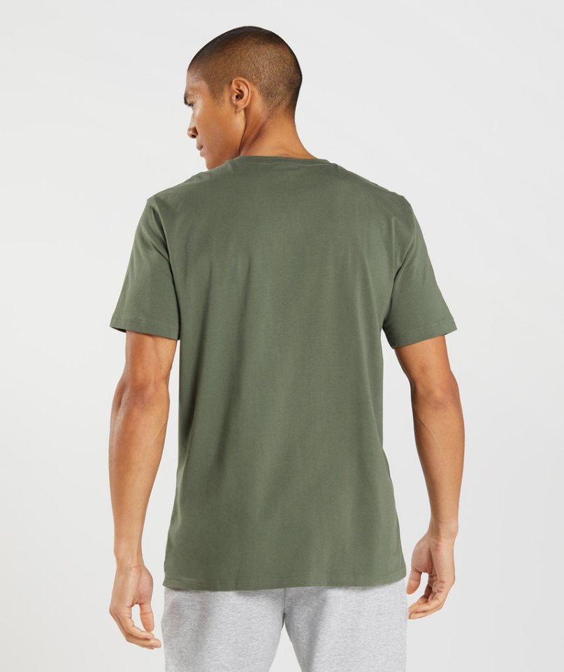 Men's Gymshark Block T-Shirts Olive | CA 5D8760